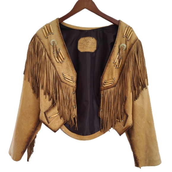 Vintage Jackets & Blazers - ♦️🔥$99! TODAY ONLY🔥Vintage Walter Leather Tan Fringe Western Jacket Medium